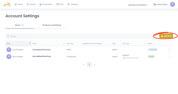 Adding users to your account