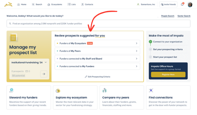 If you havent previously identified your Prospecting Criteria, you can do this by clicking on the Let’s Get Started button in the center of your homepage, or on the Set your Prospecting Criteria  (7)