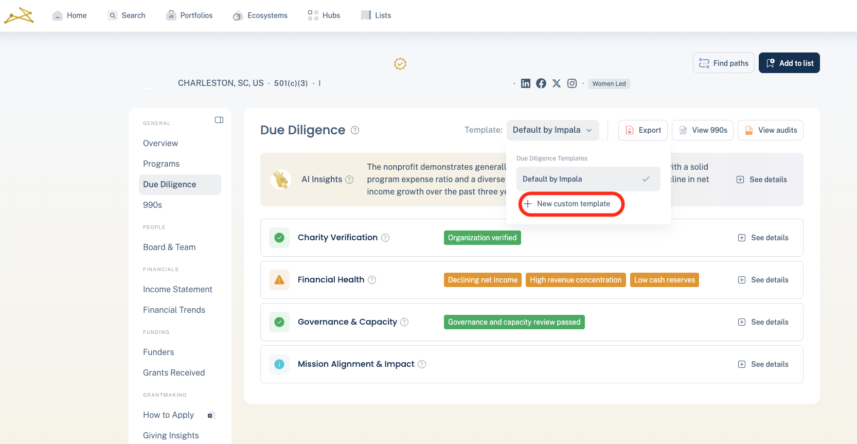 Creating a Custom Due Diligence Template